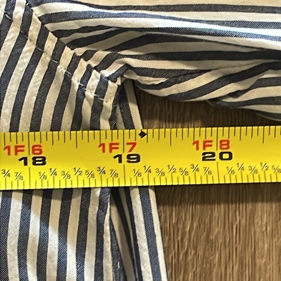 Zara Women’s Button Front Shirt Small Blue Classic Striped Lightweight Causal - Picture 14 of 16